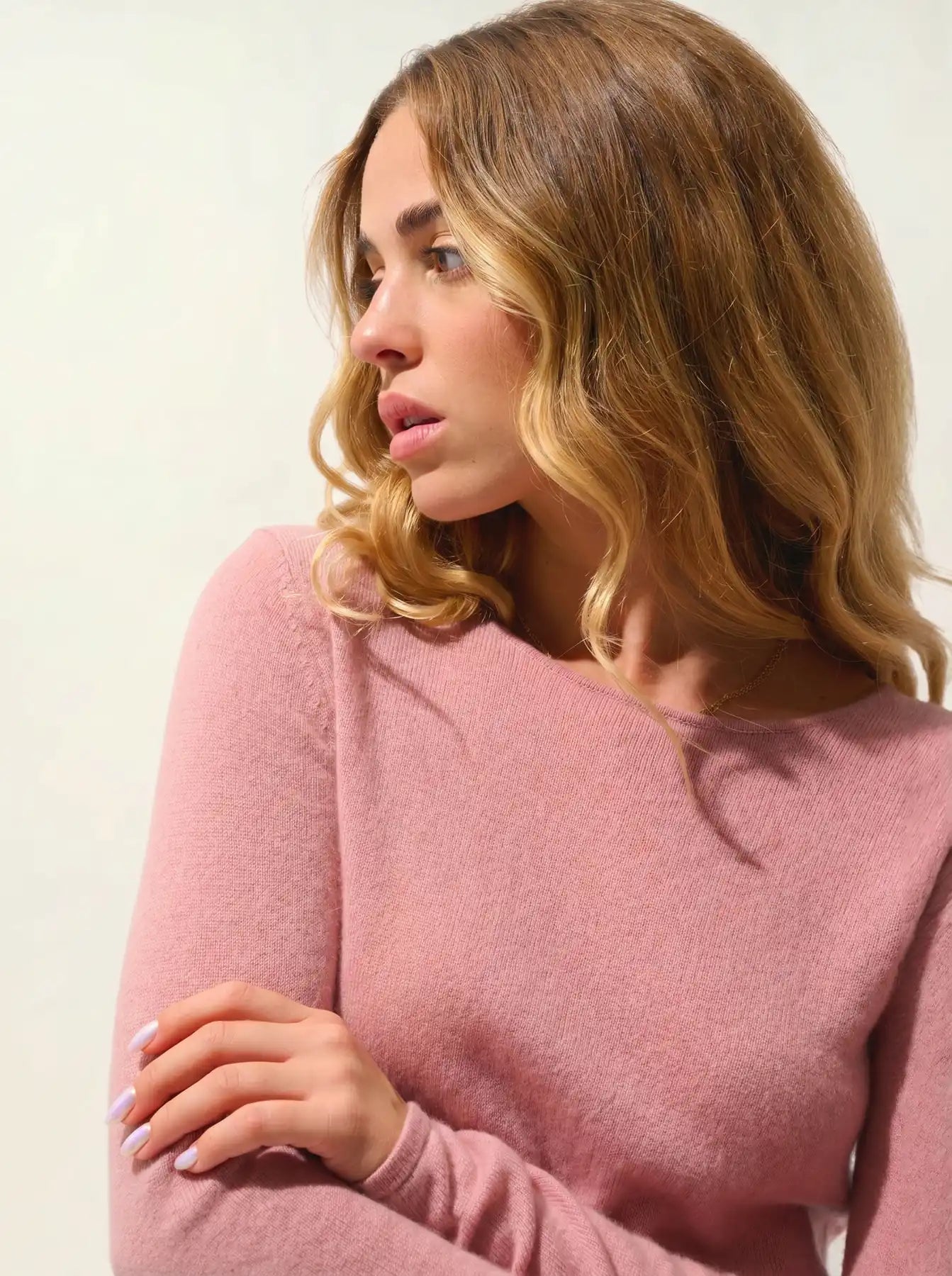 CRIOU Pullover U-Boot-Ausschnitt Rosenholz
