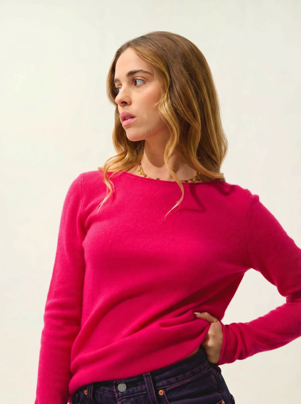 CRIOU pull col bateau fuchsia
