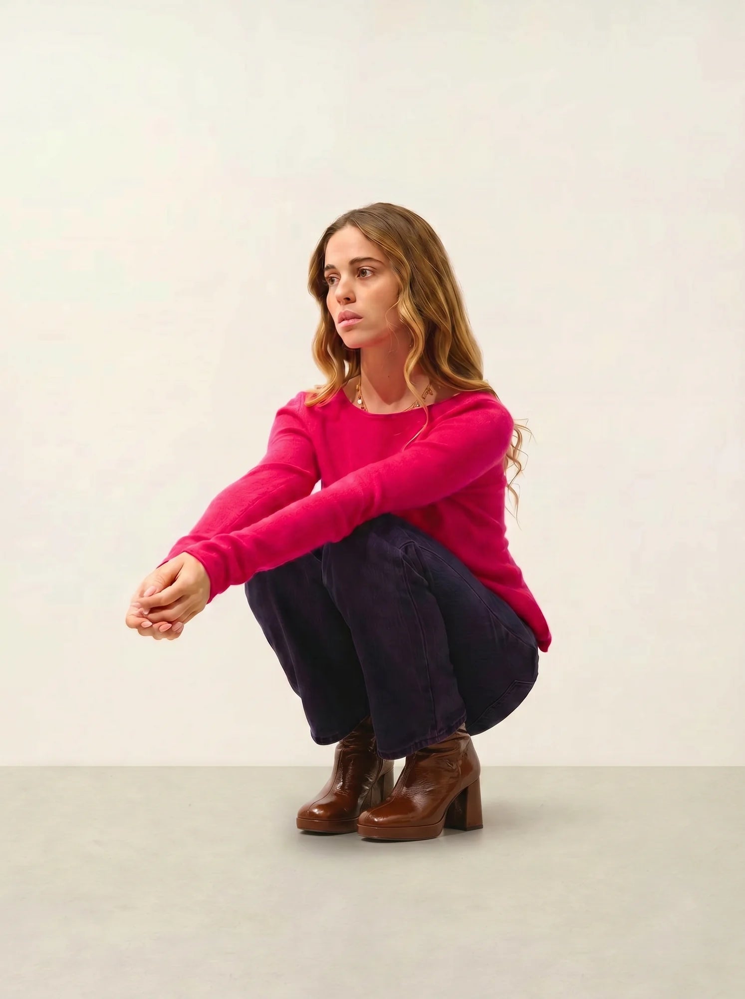 CRIOU pull col bateau fuchsia