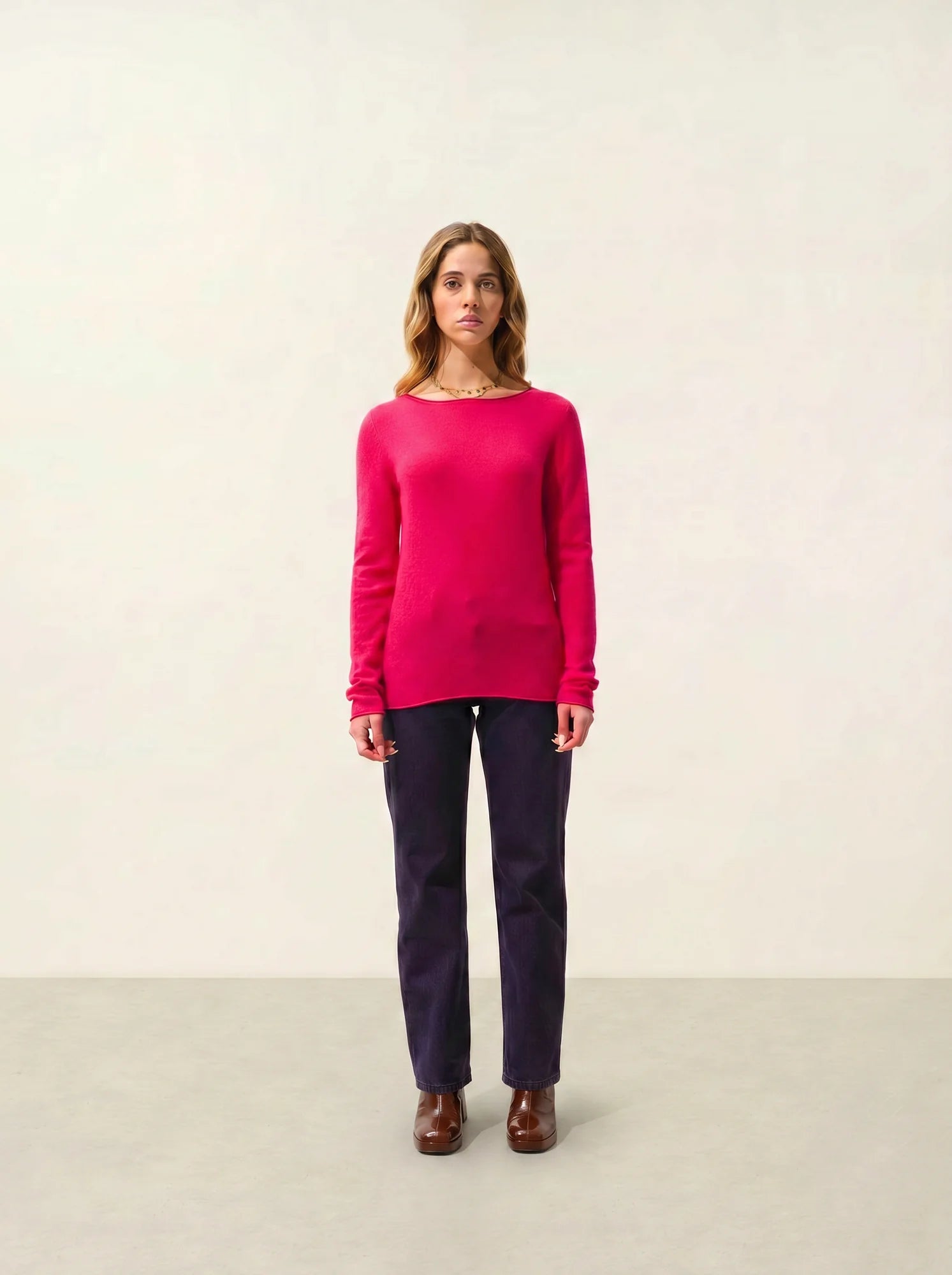 CRIOU pull col bateau fuchsia