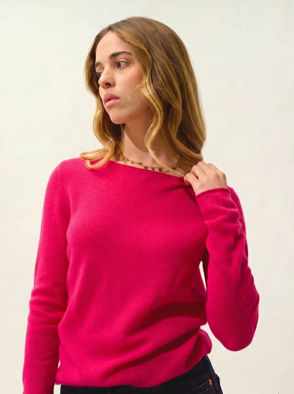 CRIOU pull col bateau fuchsia