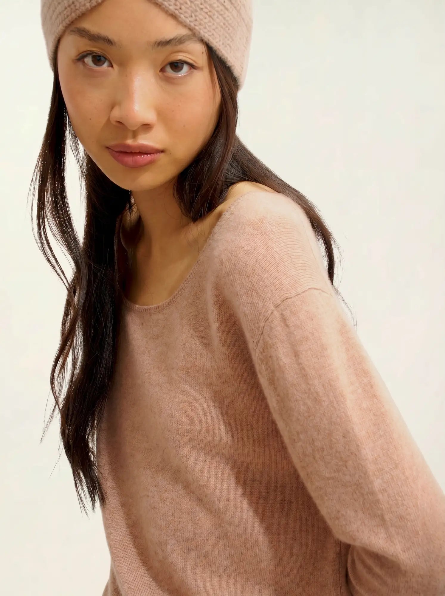 LANFON sweater crew neck heather camel