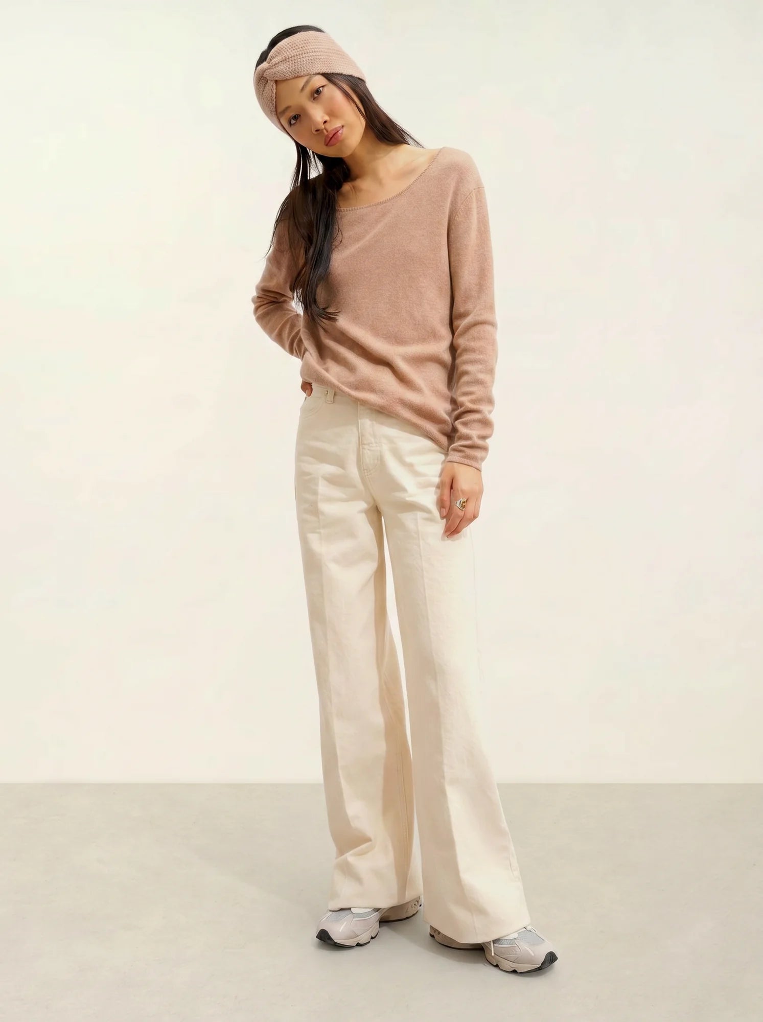 LANFON sweater crew neck heather camel