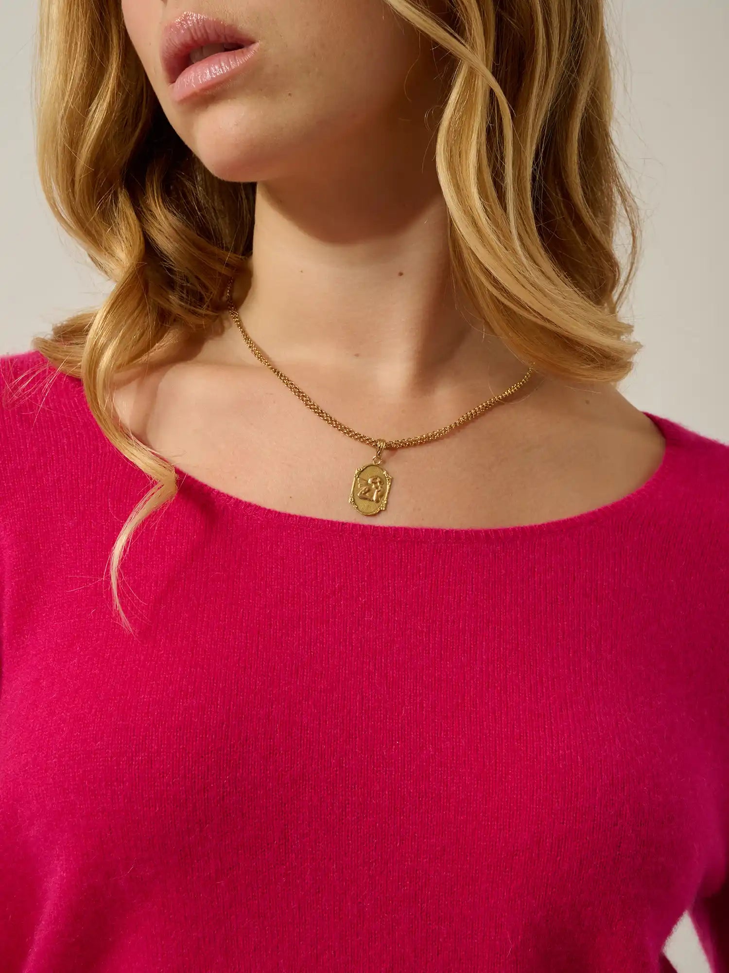 LANFON sweater crew neck fuchsia