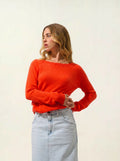DIBONA Sweater Boat Neck Drop Back Orange