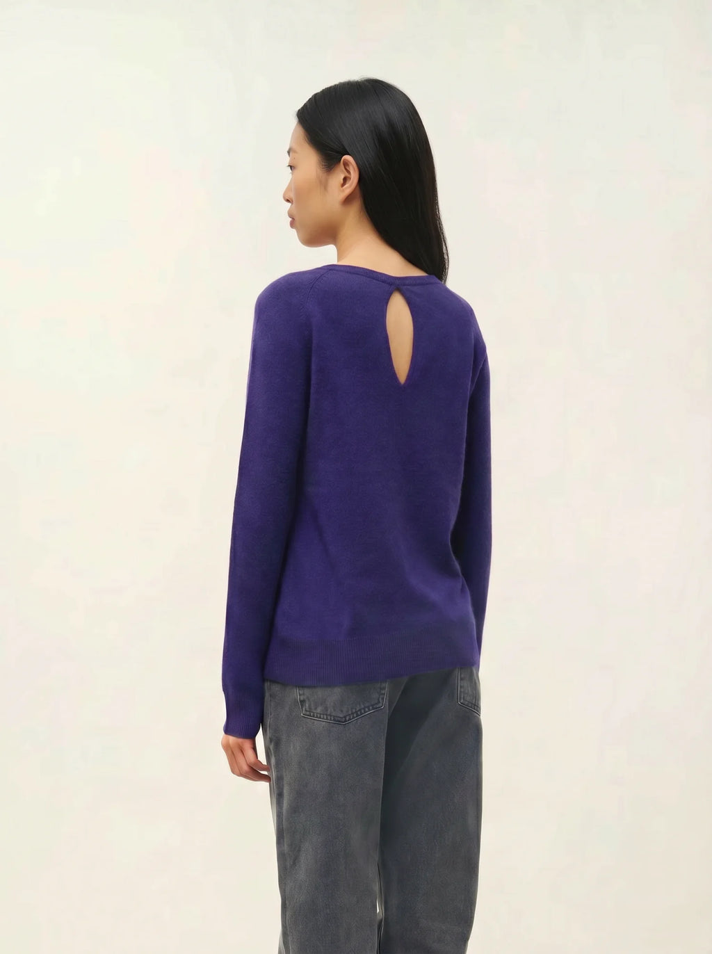 DIBONA Pullover U-Boot-Ausschnitt Tropfenausschnitt hinten Violett