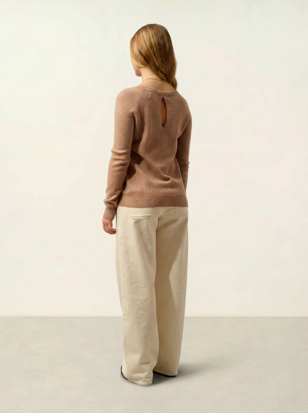 DIBONA pullover u-boot-ausschnitt tropfen hinten camel meliert