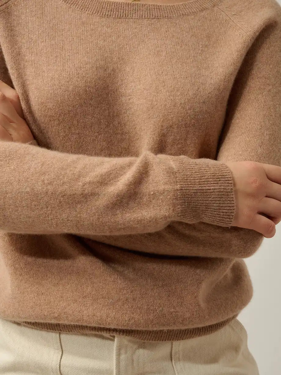 DIBONA pullover u-boot-ausschnitt tropfen hinten camel meliert