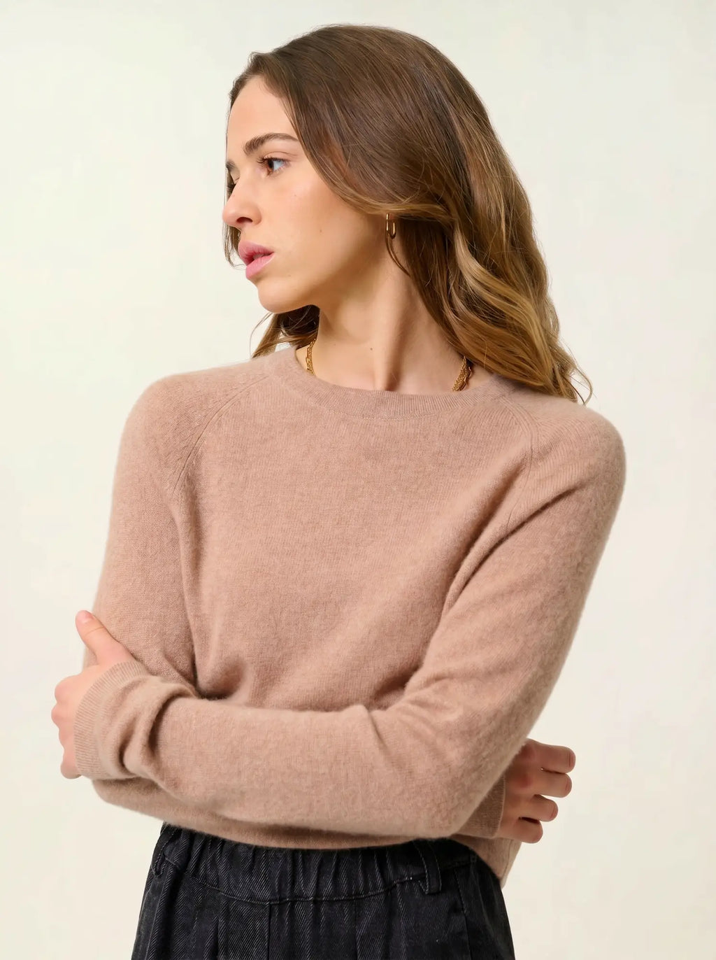 ECRIN pull col rond camel chiné