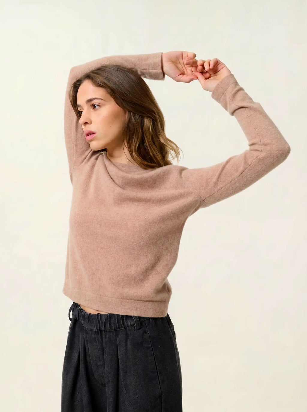 ECRIN pull col rond camel chiné