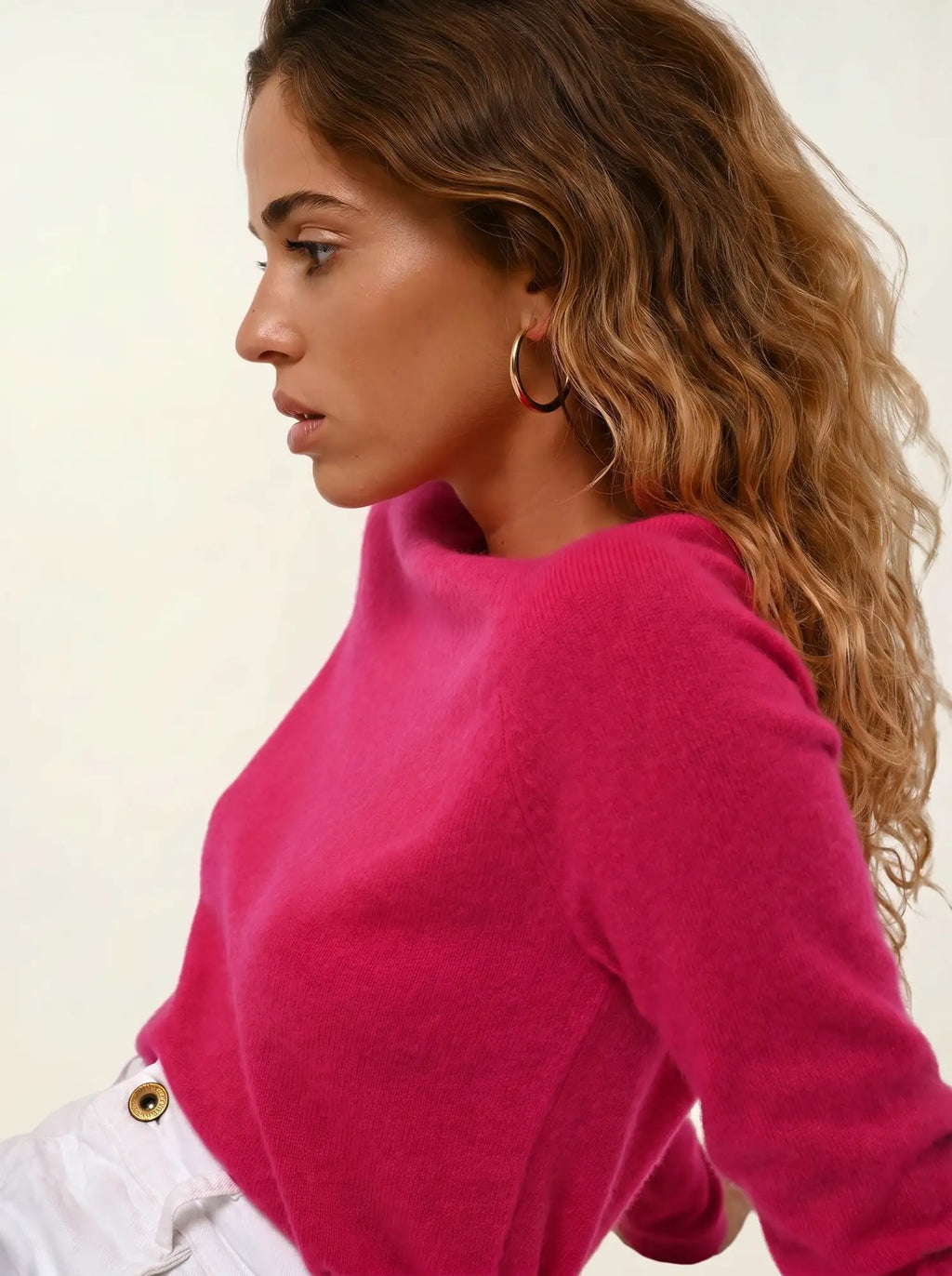 ECRIN pull col rond fuchsia