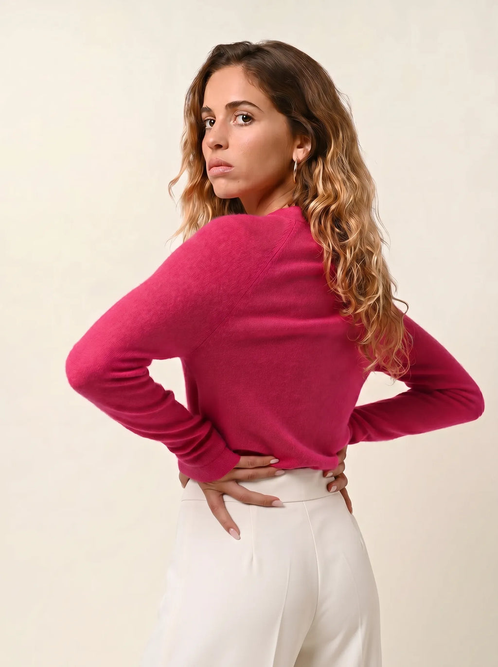 ECRIN pull col rond fuchsia
