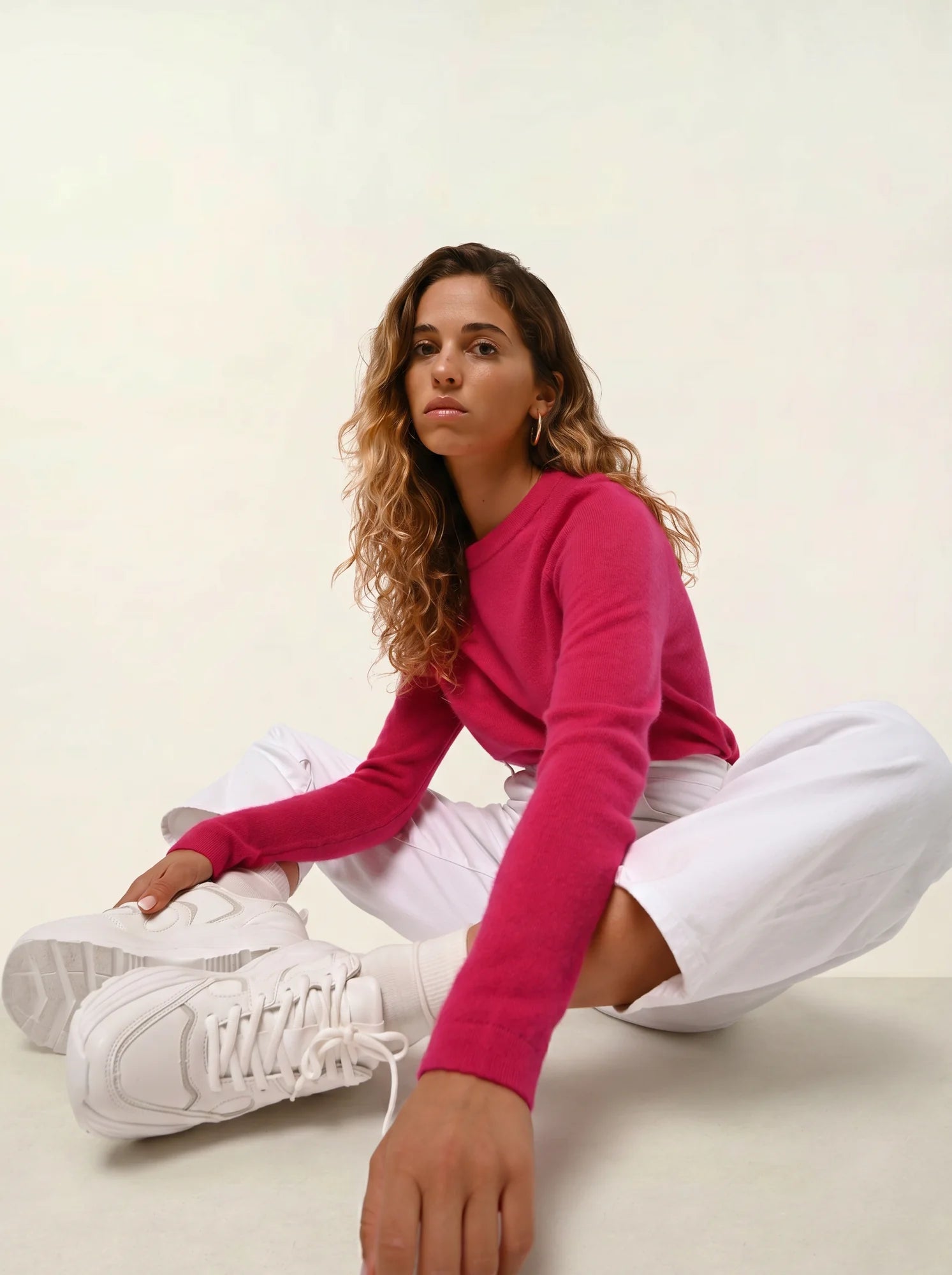 ECRIN pull col rond fuchsia