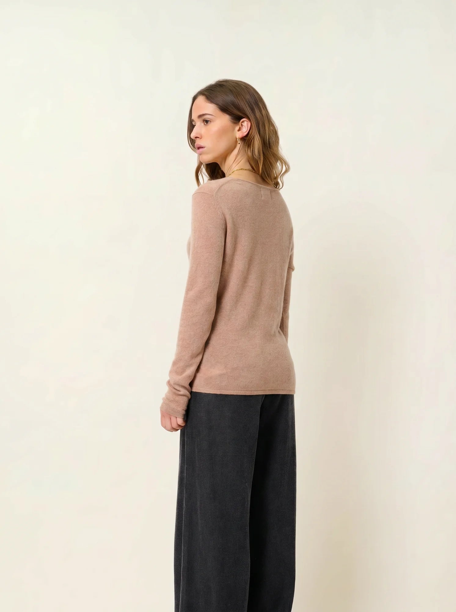 EPÉNA Pullover Rundhalsausschnitt Camel meliert