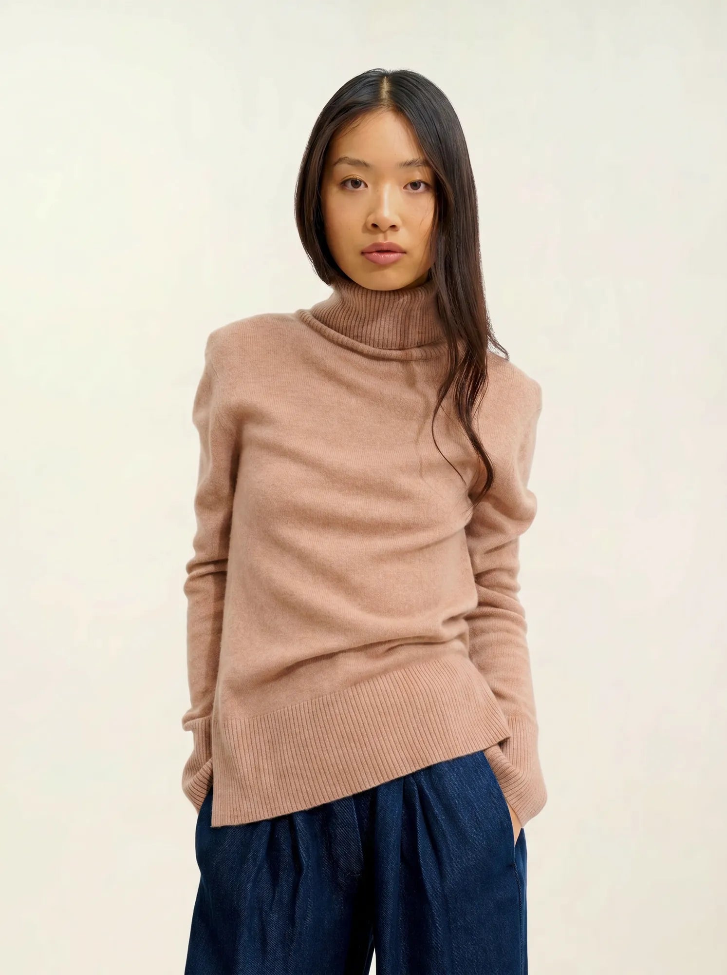 FORNET pull col roulé camel chiné