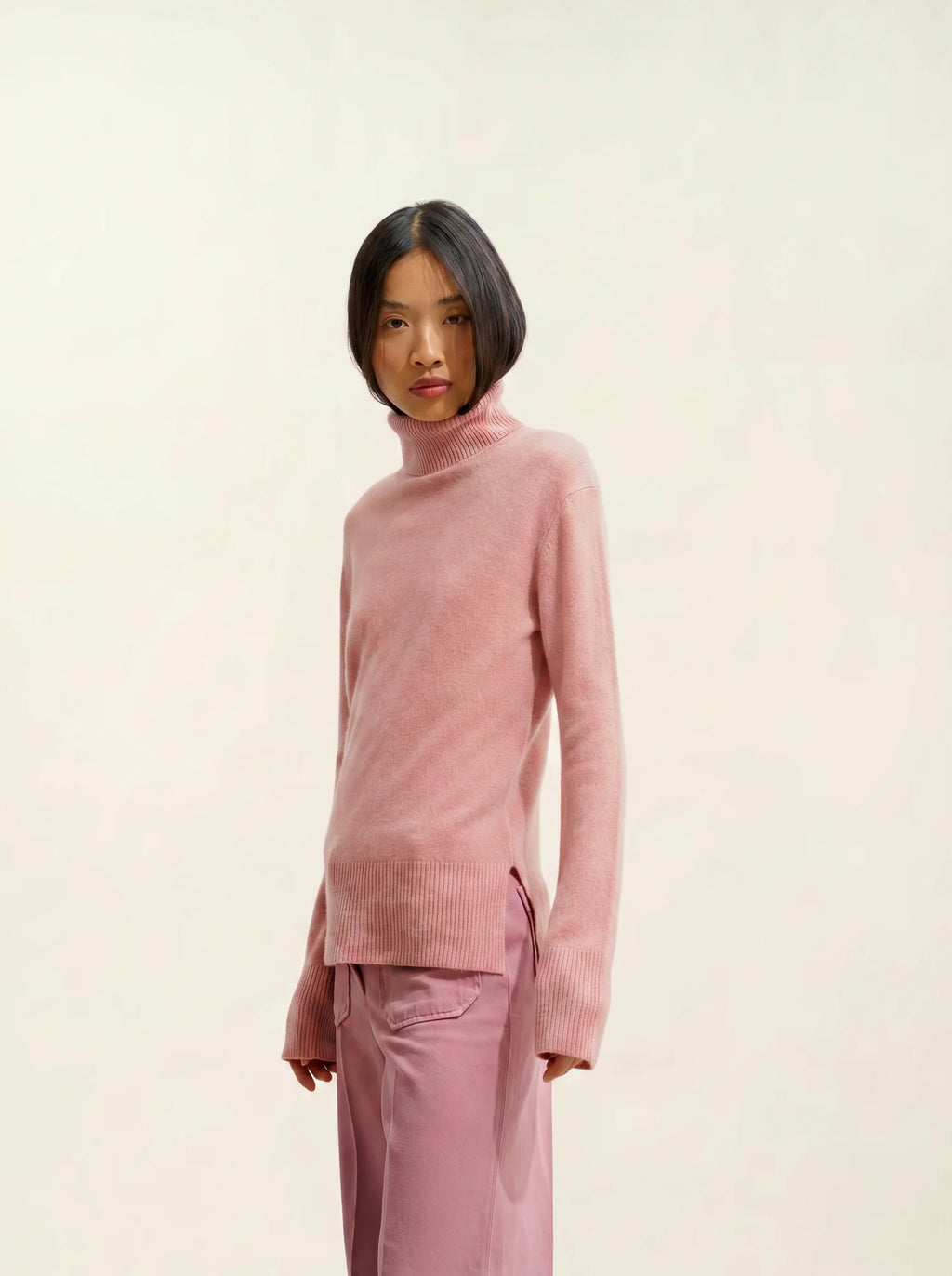 FORNET Pull Col Roulé Bois de Rose
