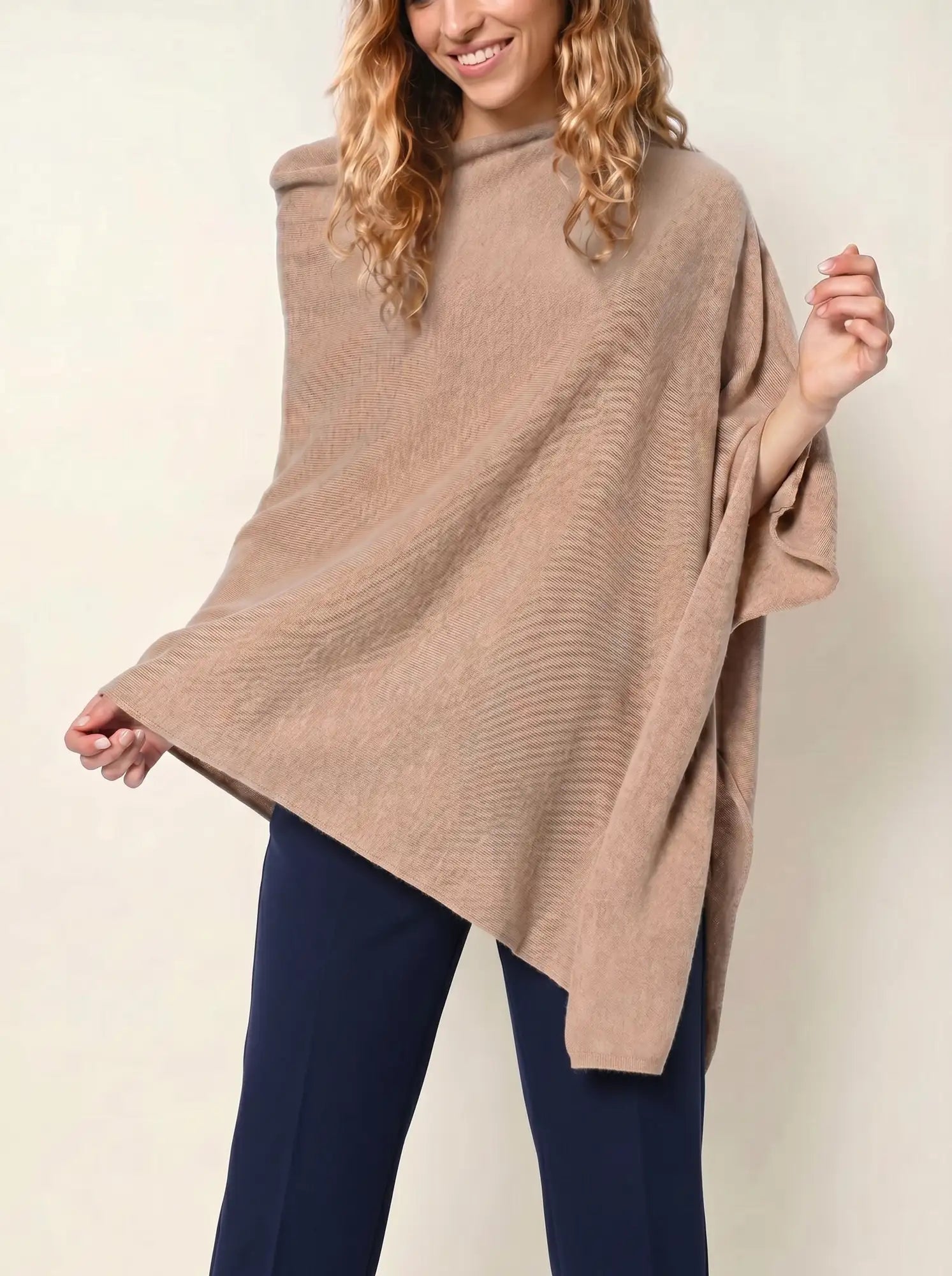 CARRA poncho camel chiné