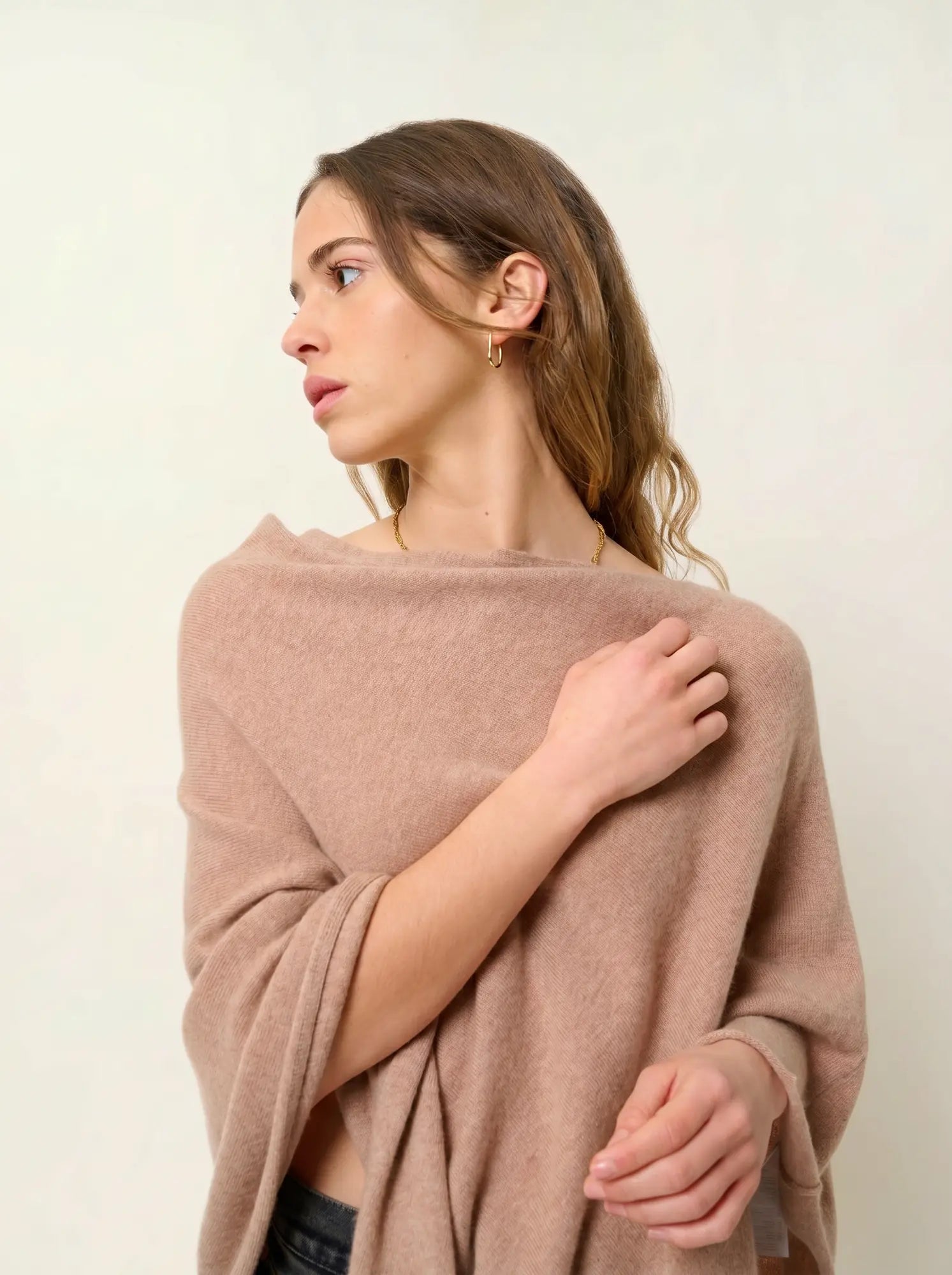 CARRA poncho camel chiné
