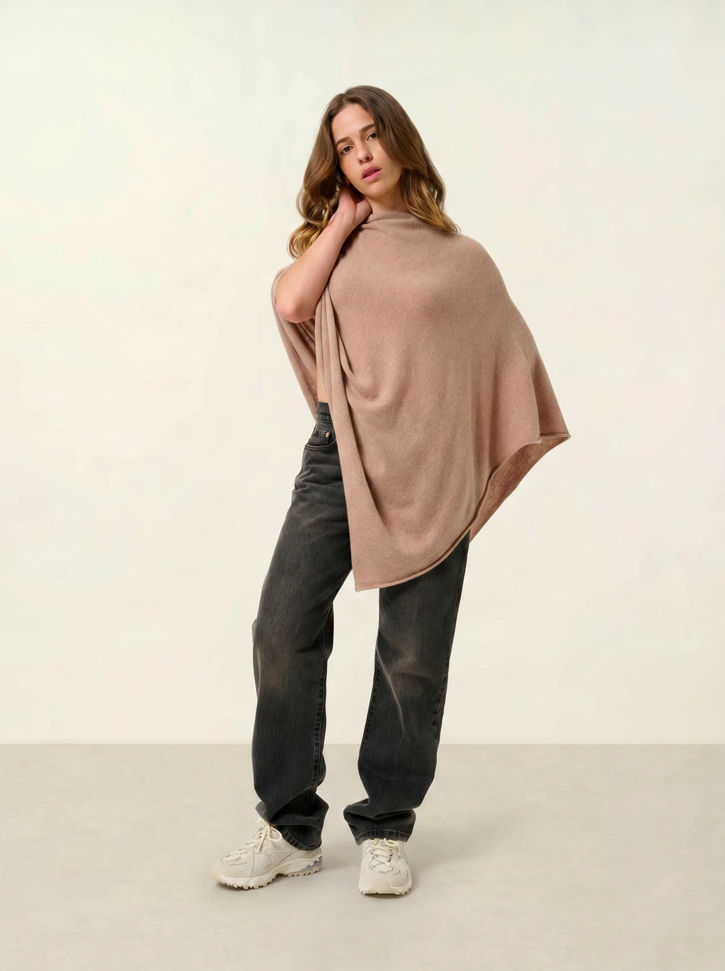 CARRA poncho camel chiné