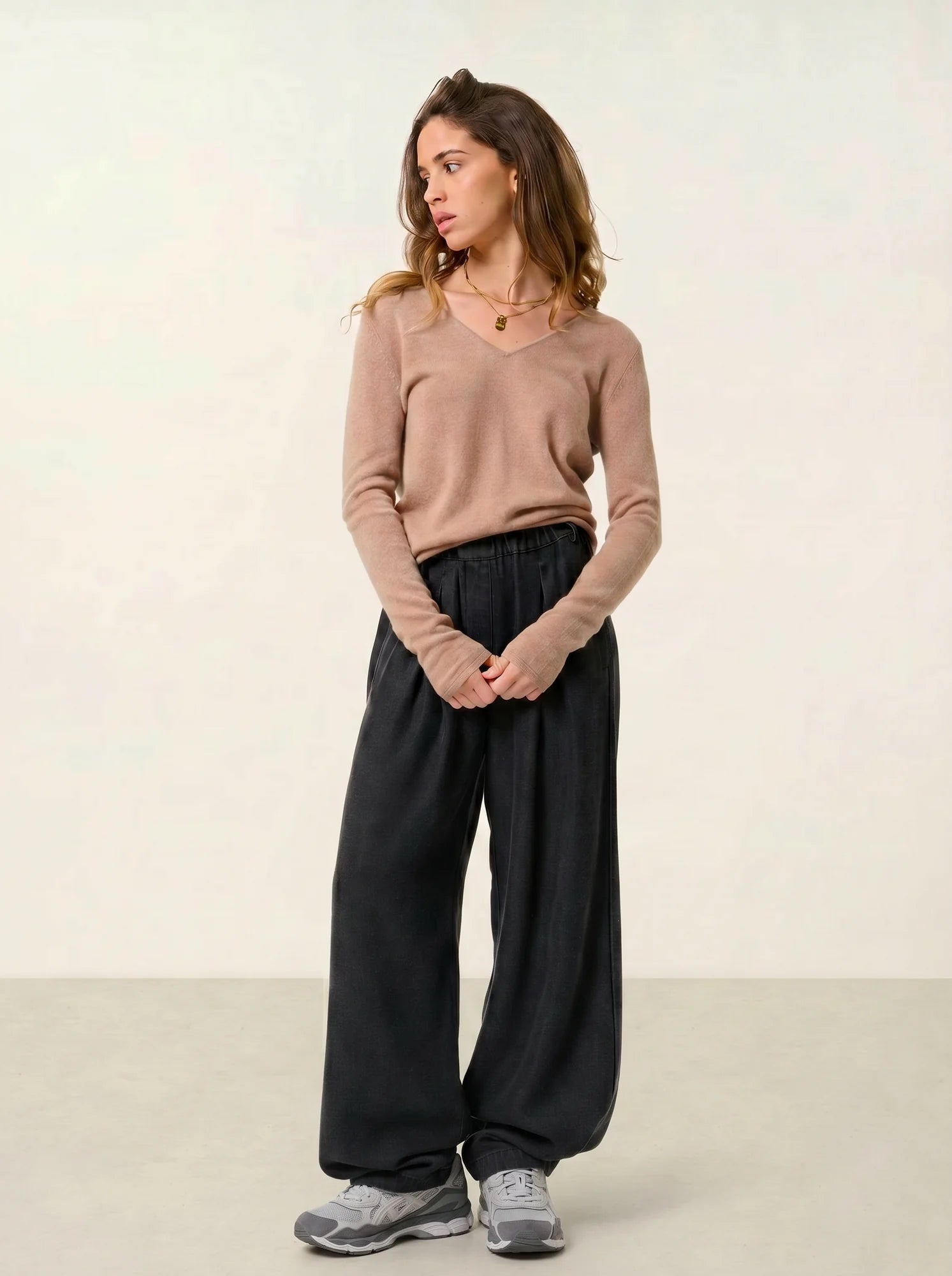GALISE pull col V camel chiné