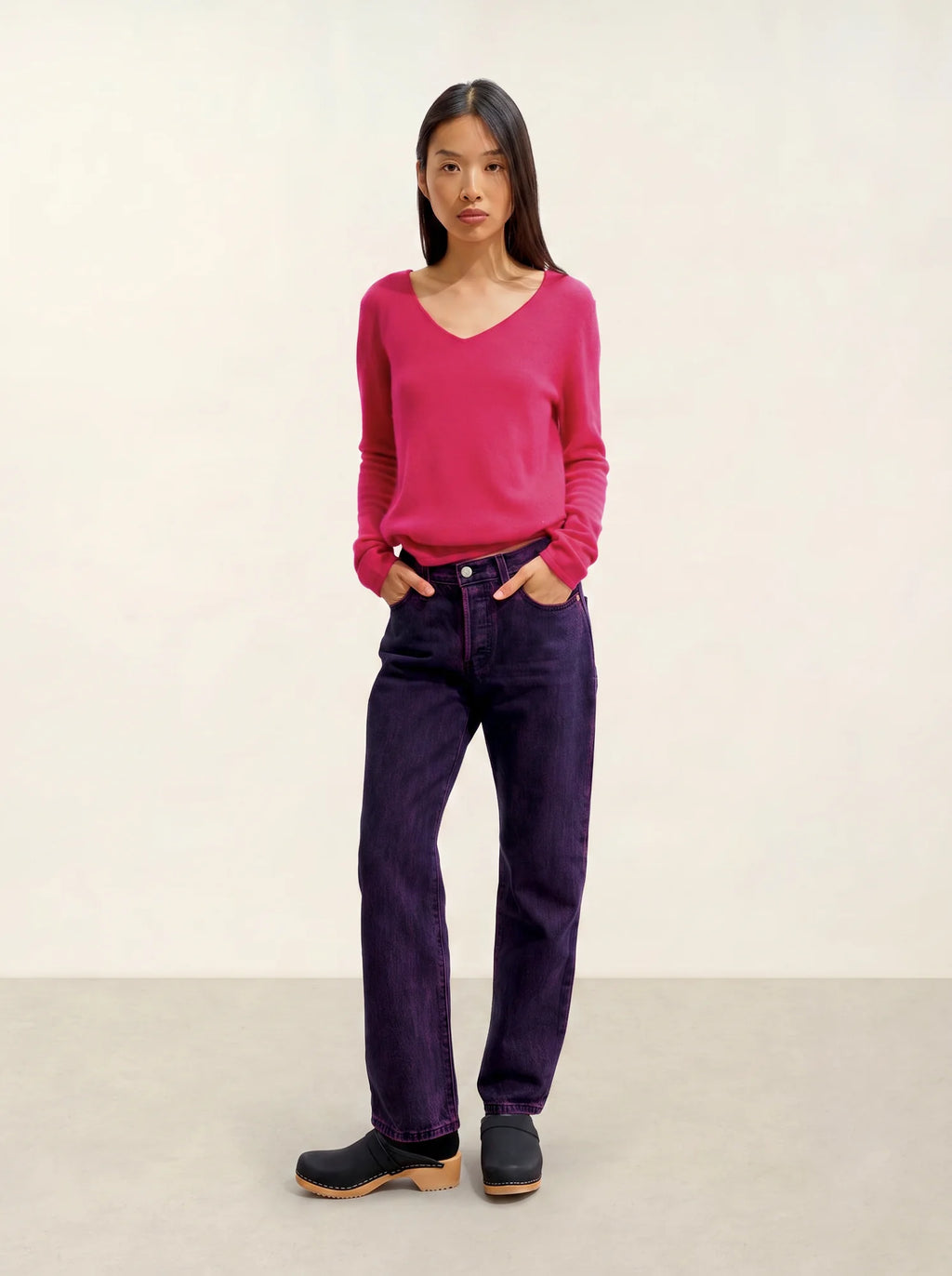 GALISE Sweater V-Neck Fuchsia