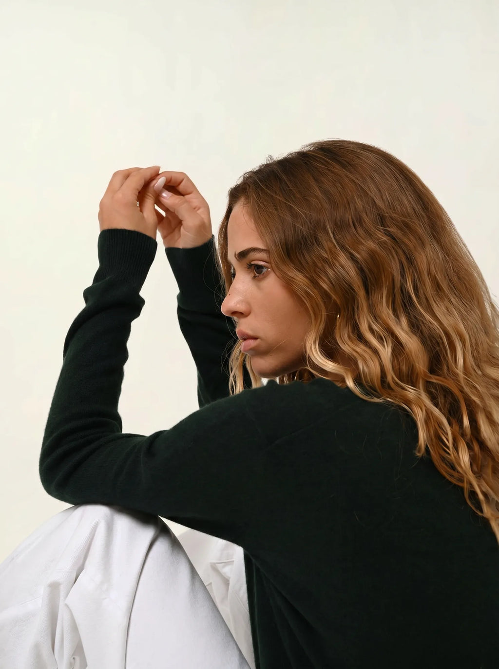 GARDORIA Pullover V-Ausschnitt Zypressengrün