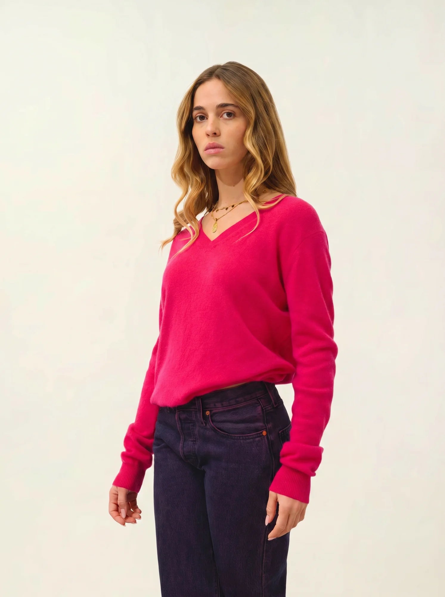 GARDORIA pull col V fuchsia