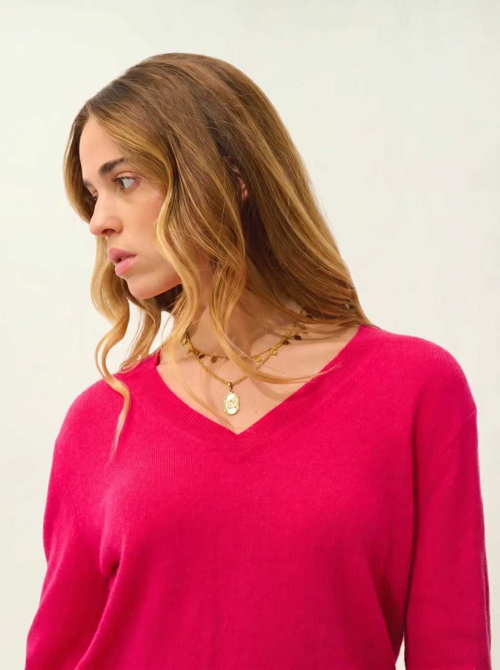 GARDORIA pull col V fuchsia