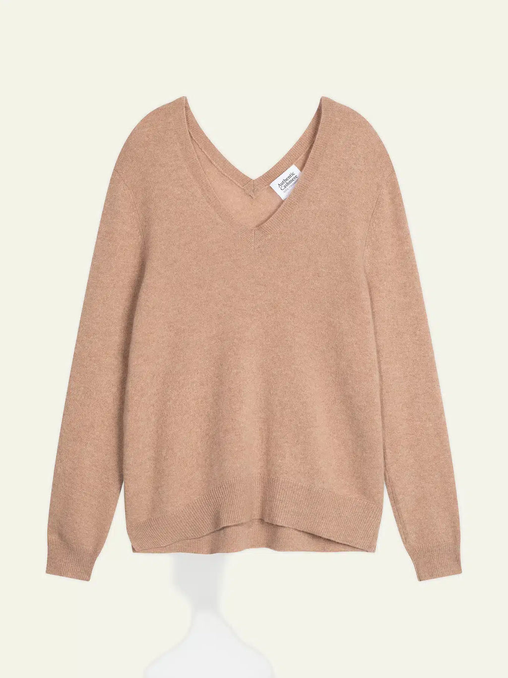 GIEGN Pullover V-Ausschnitt vorne und hinten Camel meliert