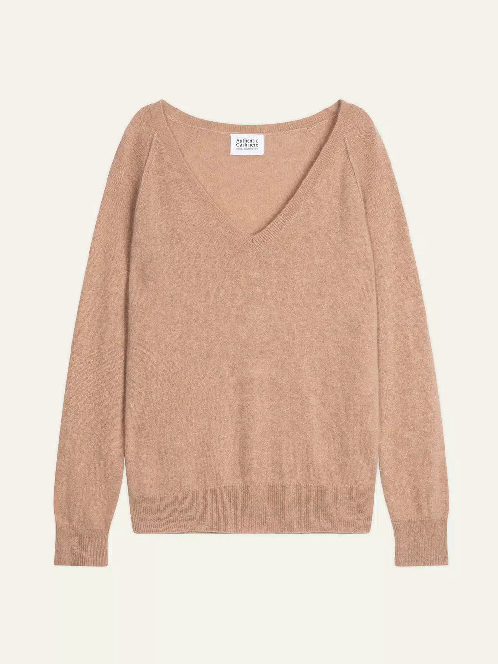 GIUSALET Pullover V-Ausschnitt Camel meliert