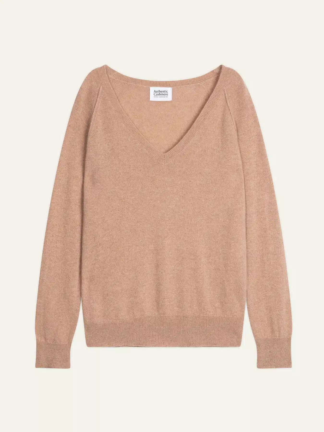 GIUSALET sweater v-neck heather camel