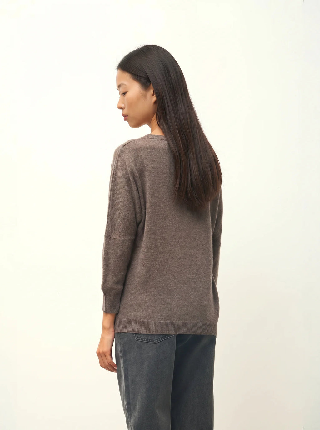 GOLÉON pull chauve souris taupe chiné