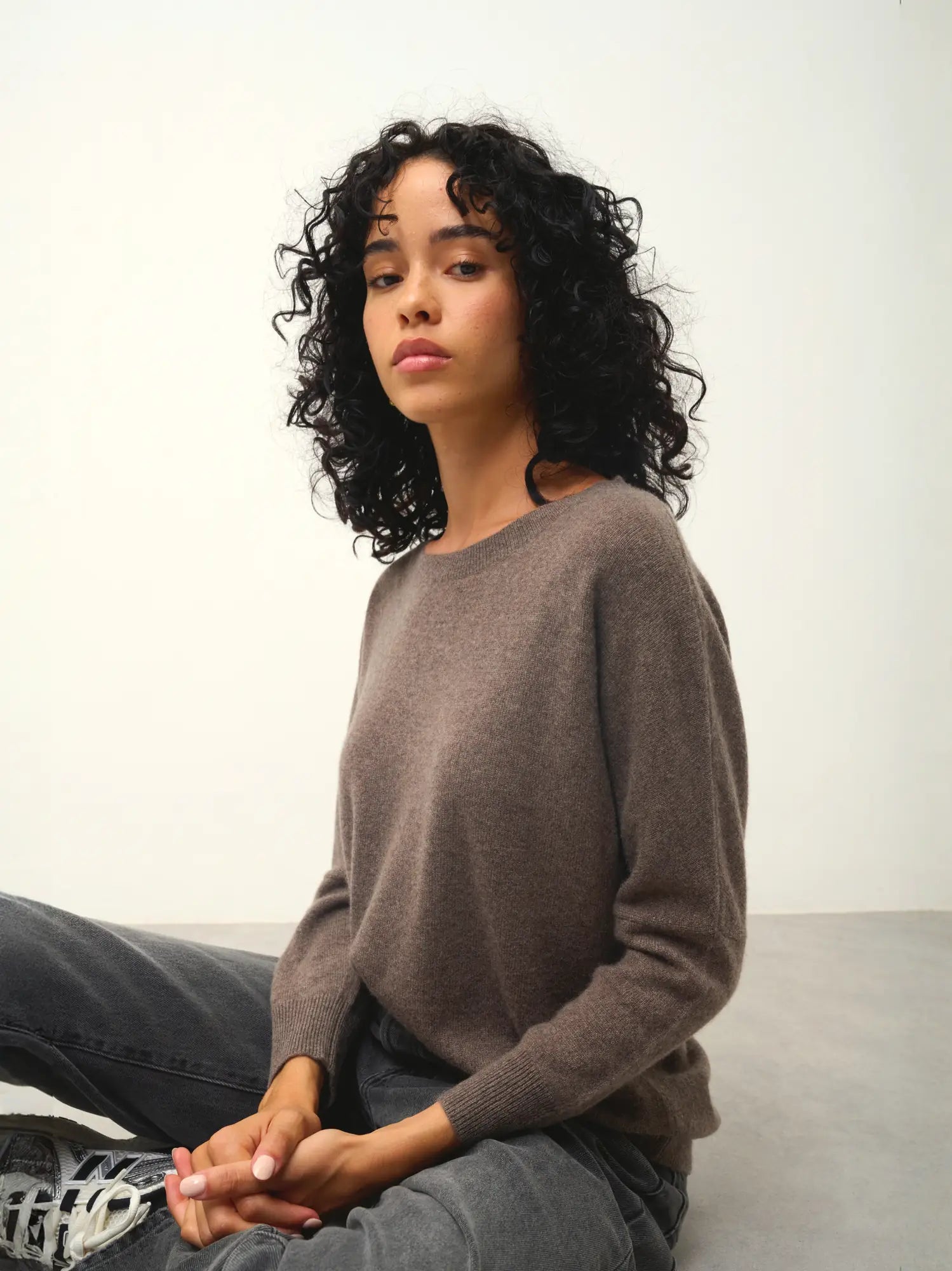 GOLÉON pull chauve souris taupe chiné