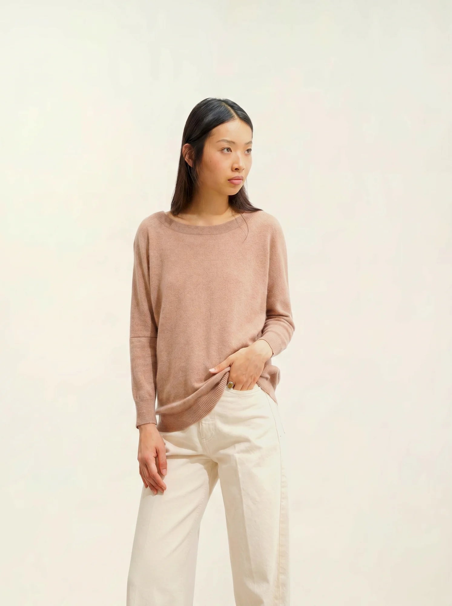 GOLÉON pull chauve souris camel chiné