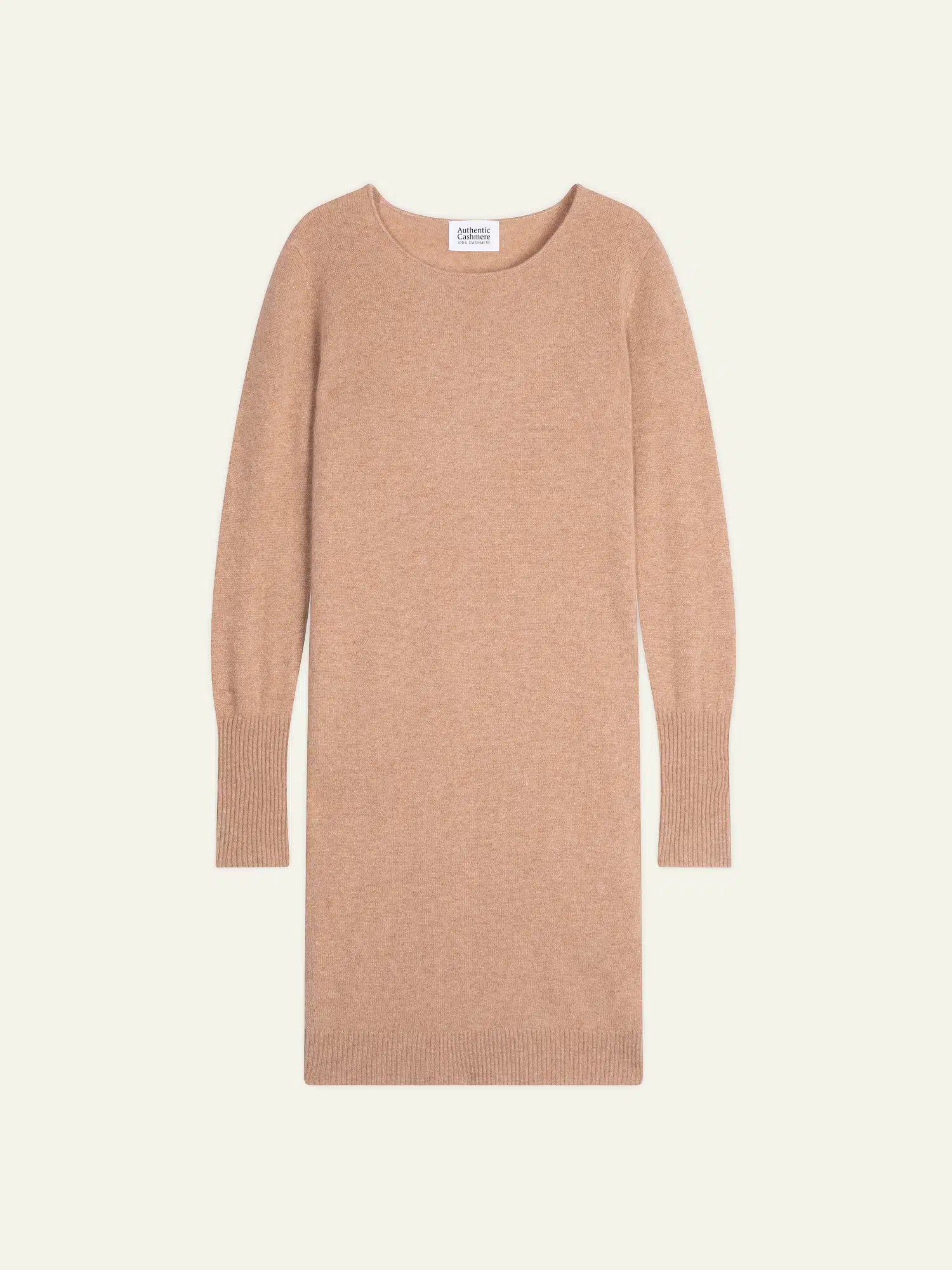 ARMET kleid rundhalsausschnitt camel meliert