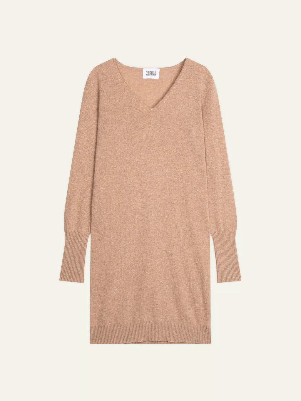 CAPELET kleid v-ausschnitt camel meliert