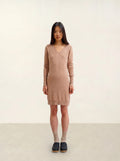 CAPELET kleid v-ausschnitt camel meliert