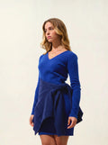 CAPELET robe col V outremer