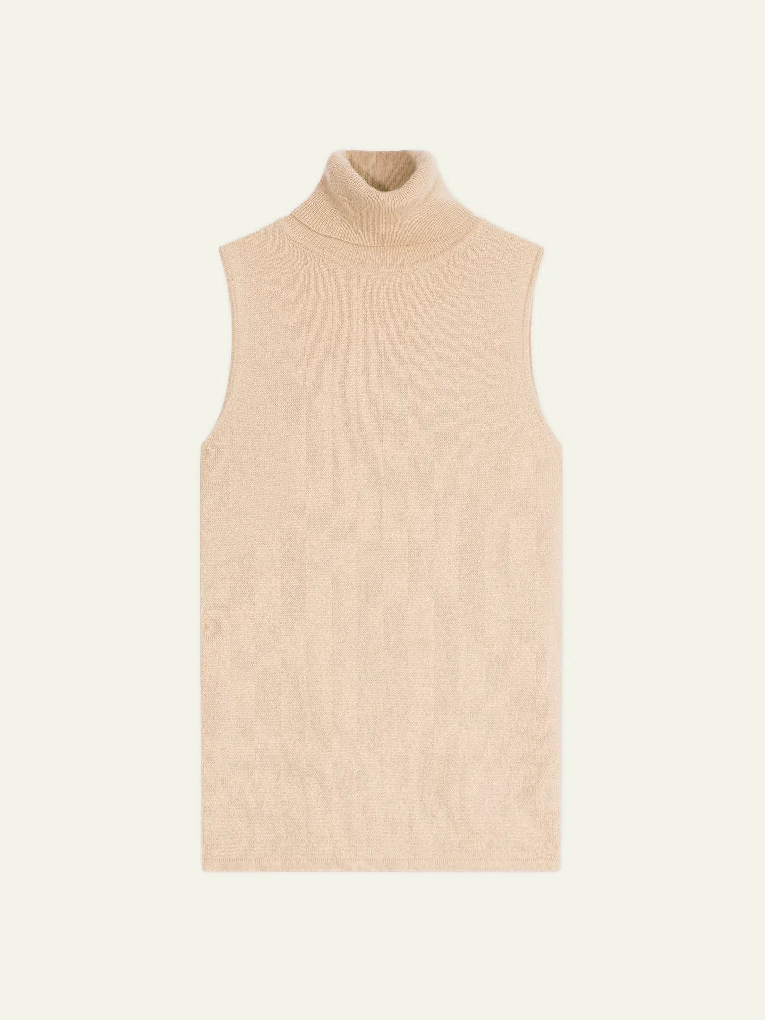 CAPUCIN Pullover Rollkragen ärmellos Sand