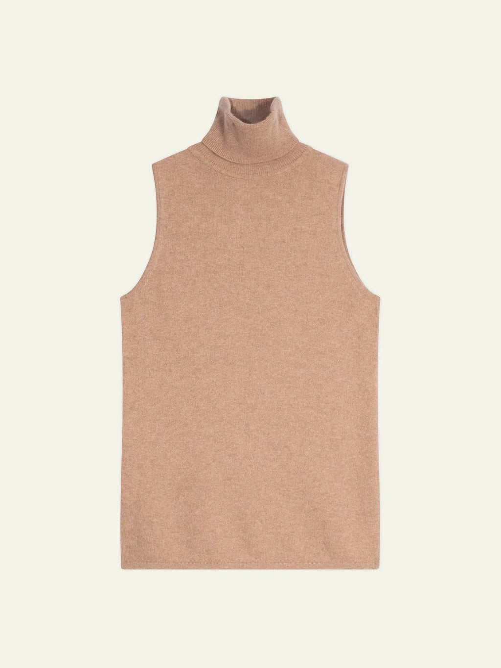 CAPUCIN pull col roulé sans manches camel chiné