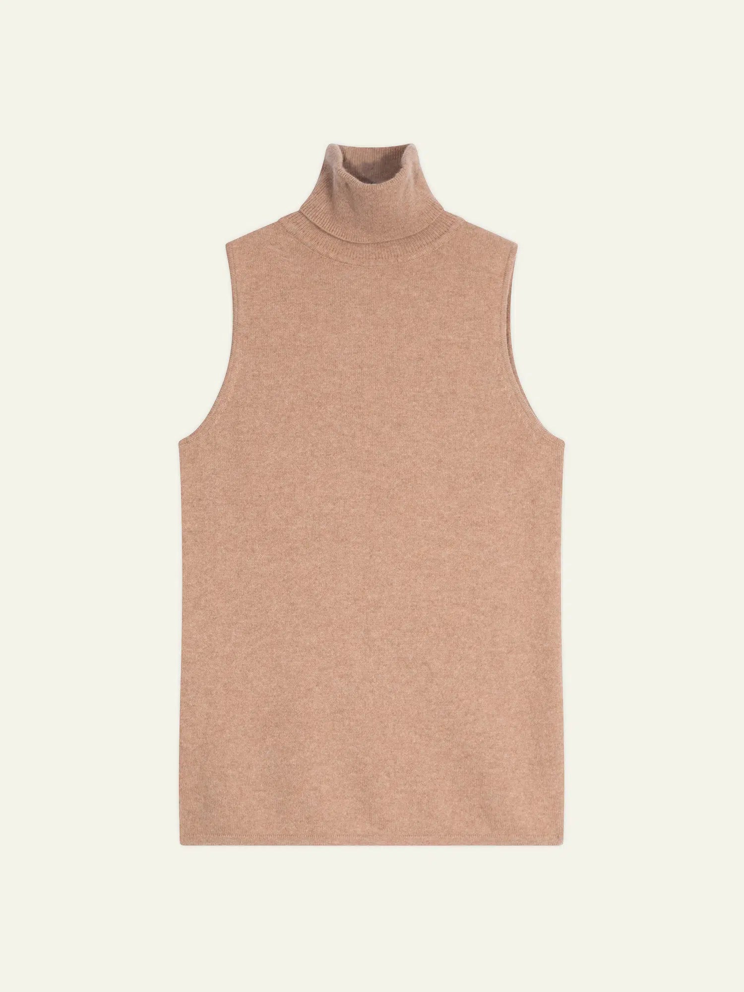 CAPUCIN pull col roulé sans manches camel chiné