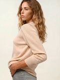 ESTARIS Sweater Crew Neck Buttoned Back Sand