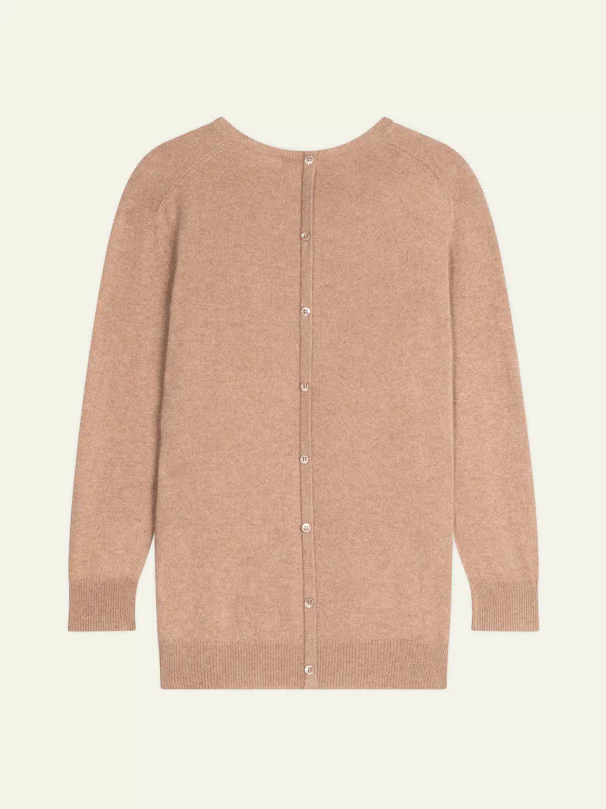 ESTARIS pull col rond boutonné dos camel chiné