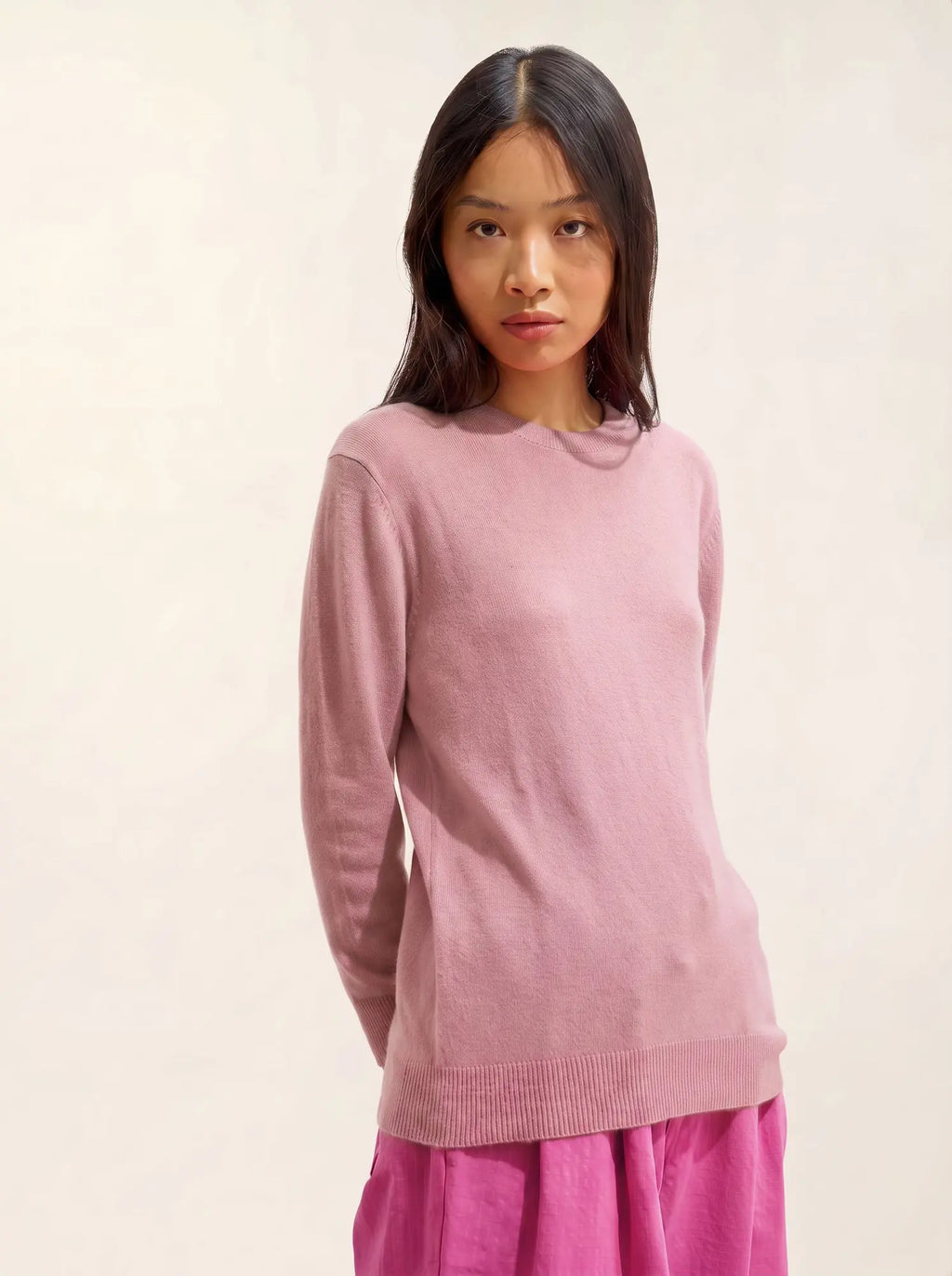 ESTARIS Pull Col Rond Boutonné Dos Bois de Rose