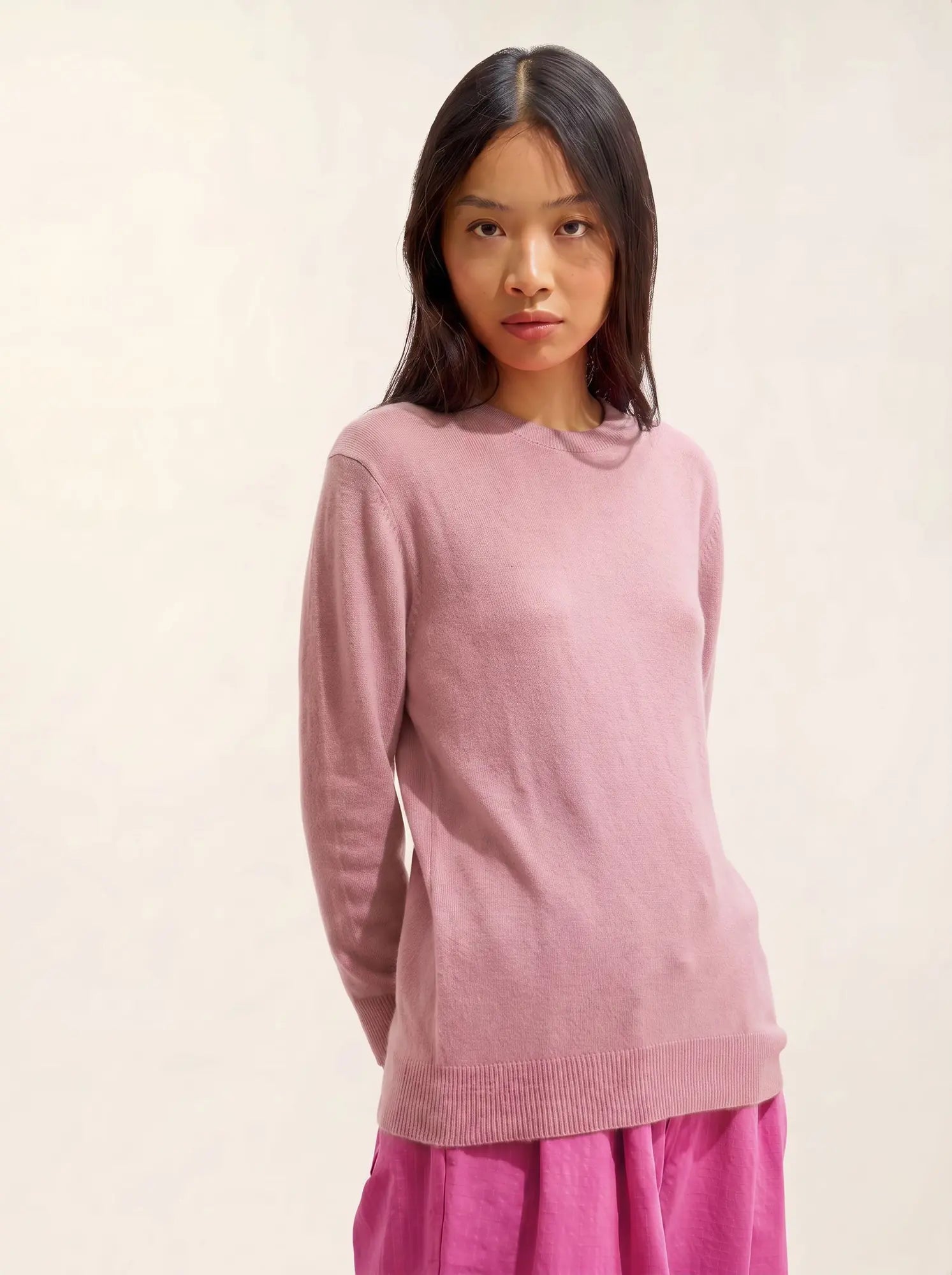 ESTARIS Pull Col Rond Boutonné Dos Bois de Rose