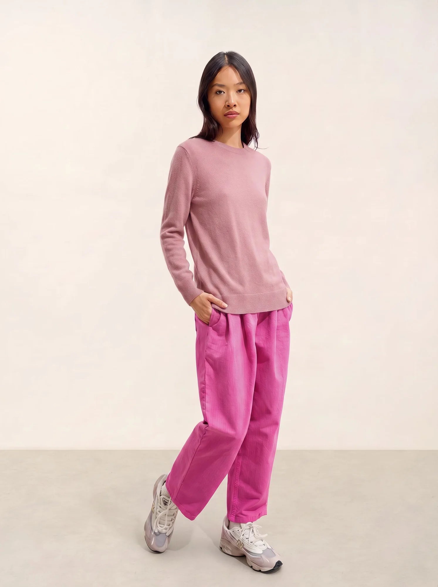 ESTARIS Pull Col Rond Boutonné Dos Bois de Rose