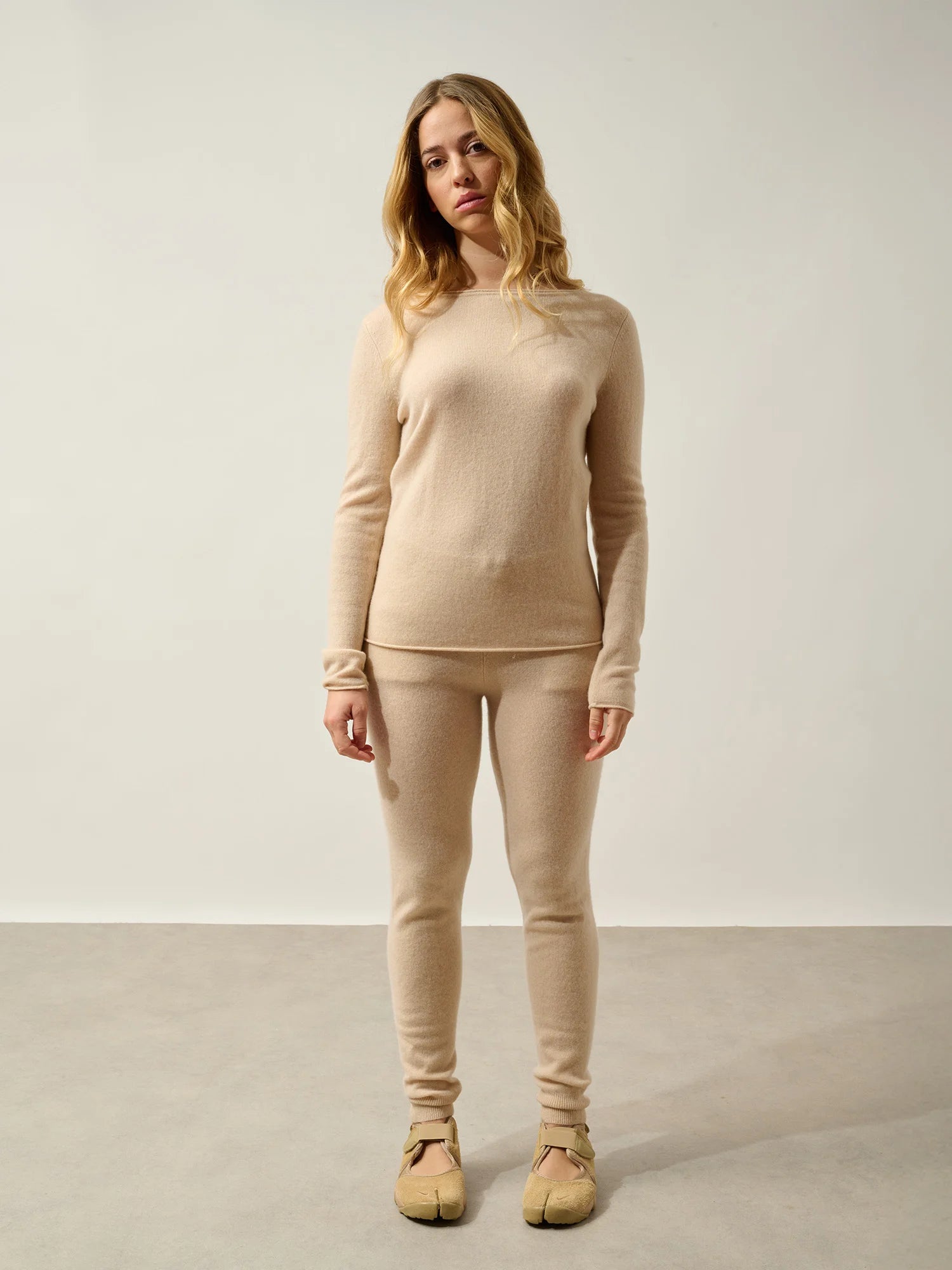 CRIOU Pullover U-Boot-Ausschnitt Sand