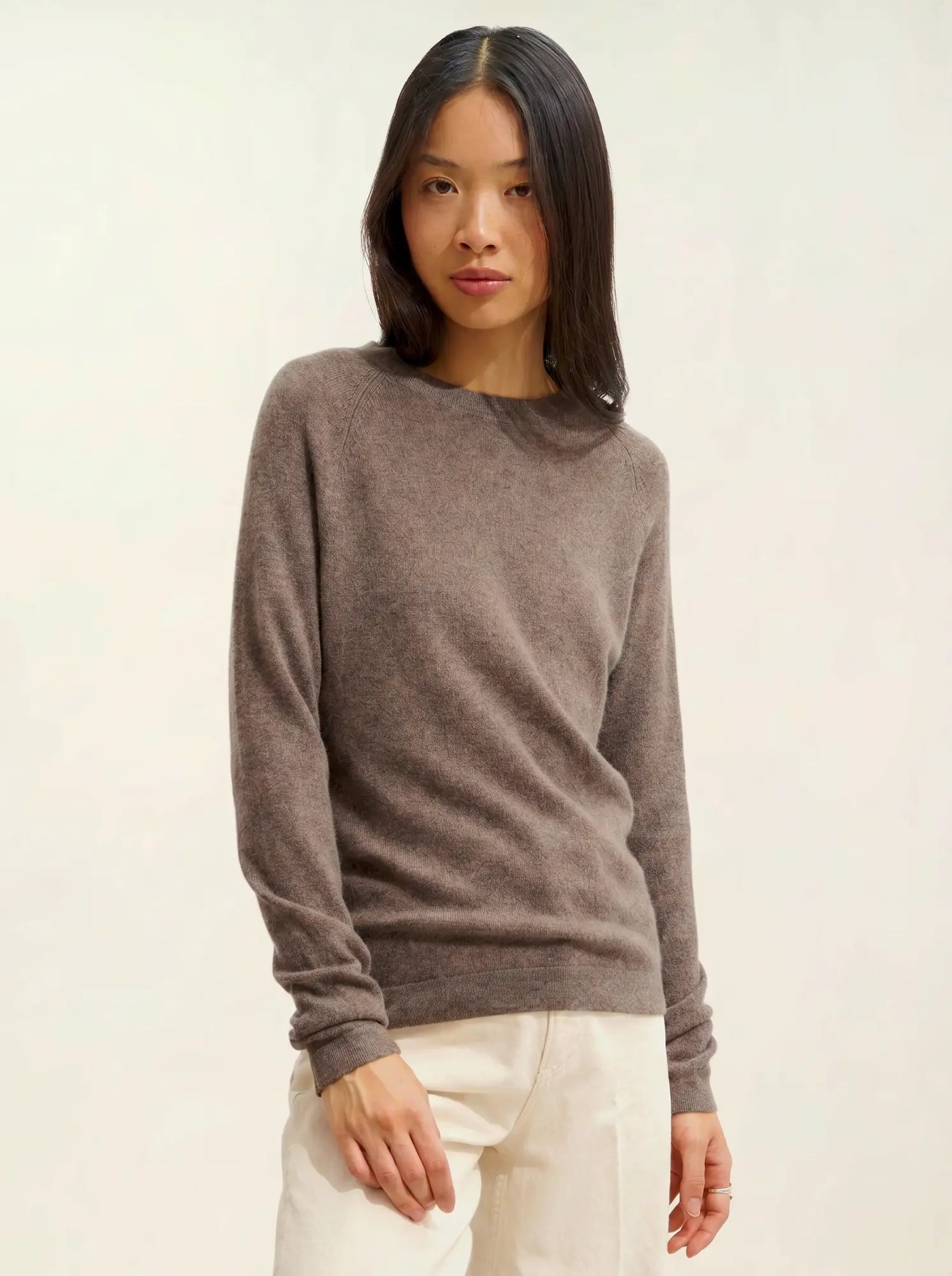 ECRIN pull col rond taupe chiné