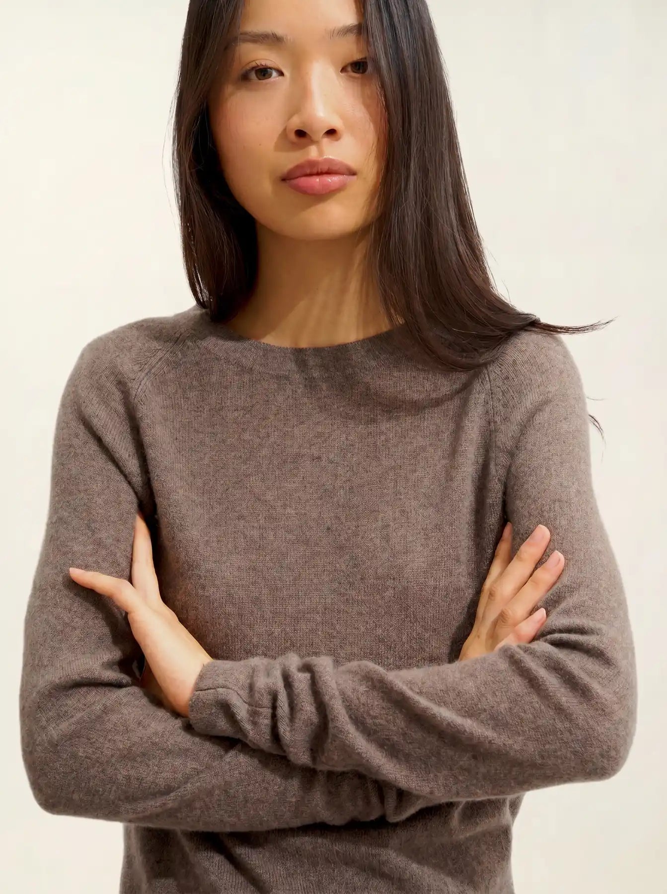 ECRIN pull col rond taupe chiné