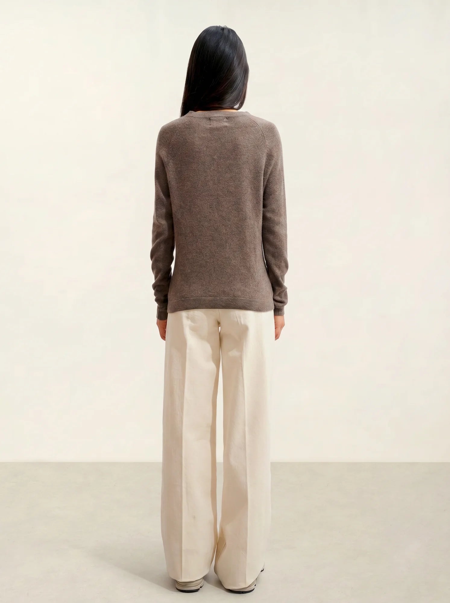 ECRIN pull col rond taupe chiné